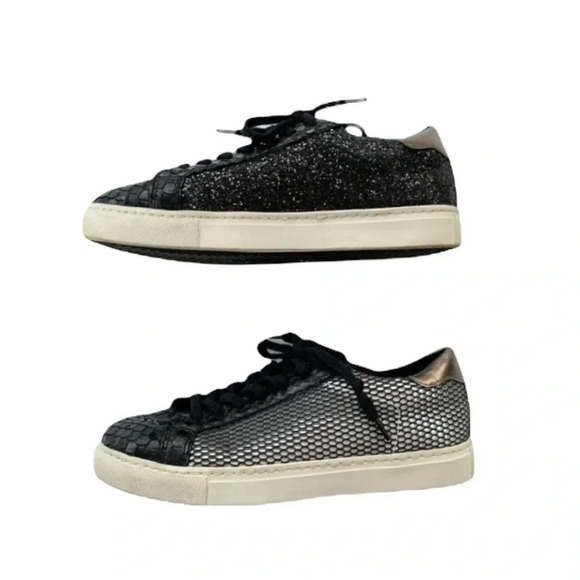 STEVE MADDEN Peyton Glitter and Snakeskin Sneaker Black 7.5 WORN ONCE - Picture 6 of 10